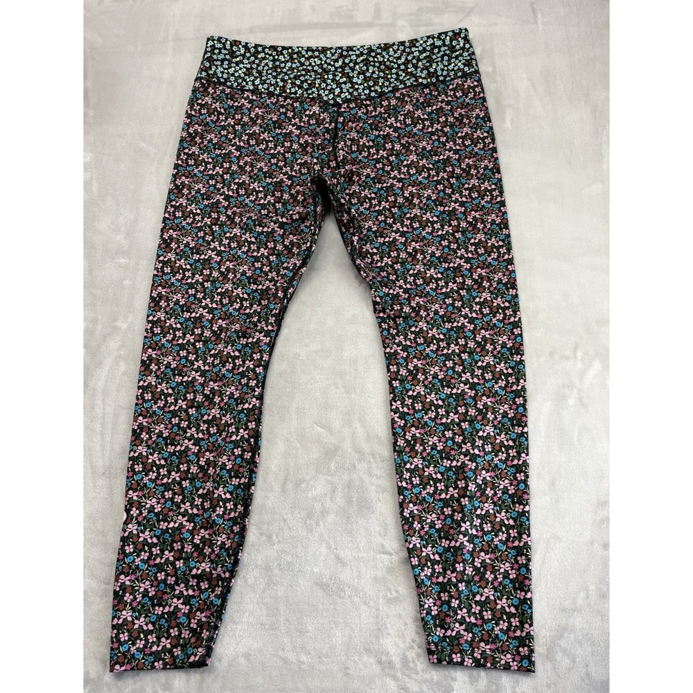 Nike One 7/8 Femme Tights Women 2XL Black Floral DRI-FIT High Waist Swoosh Yoga